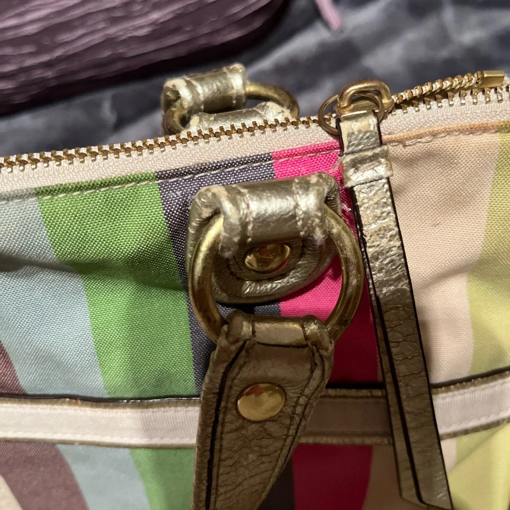 Coach Poppy Legacy Multicolor Striped Glam Bag with Sequins and Gold handles - Picture 11 of 11
